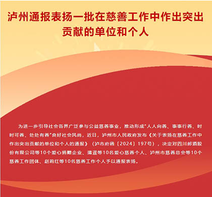 喜报｜6686体育股份公司荣获泸州市“爱心捐赠企业”称号